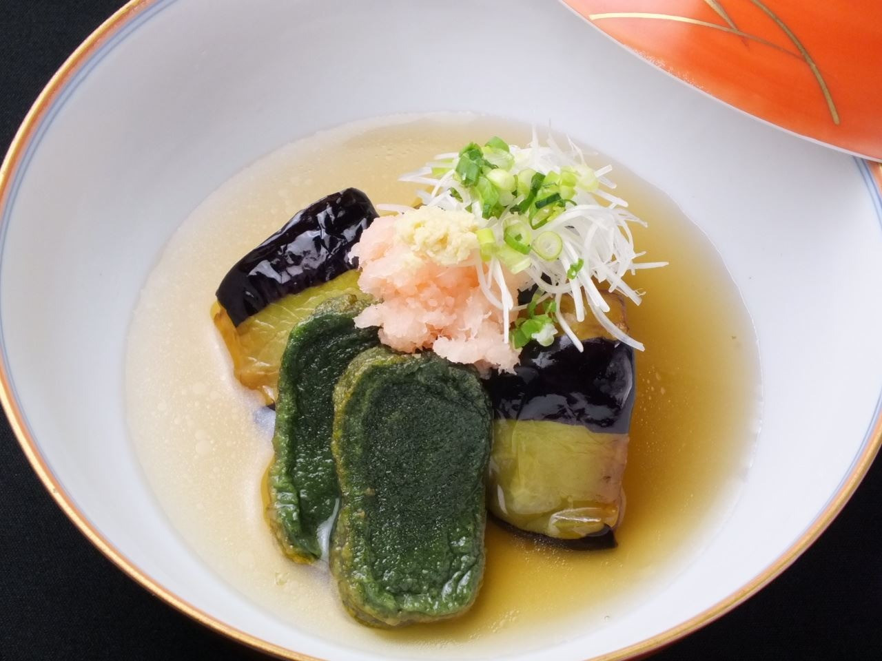 賀茂茄子と蓬麩の揚げ出し